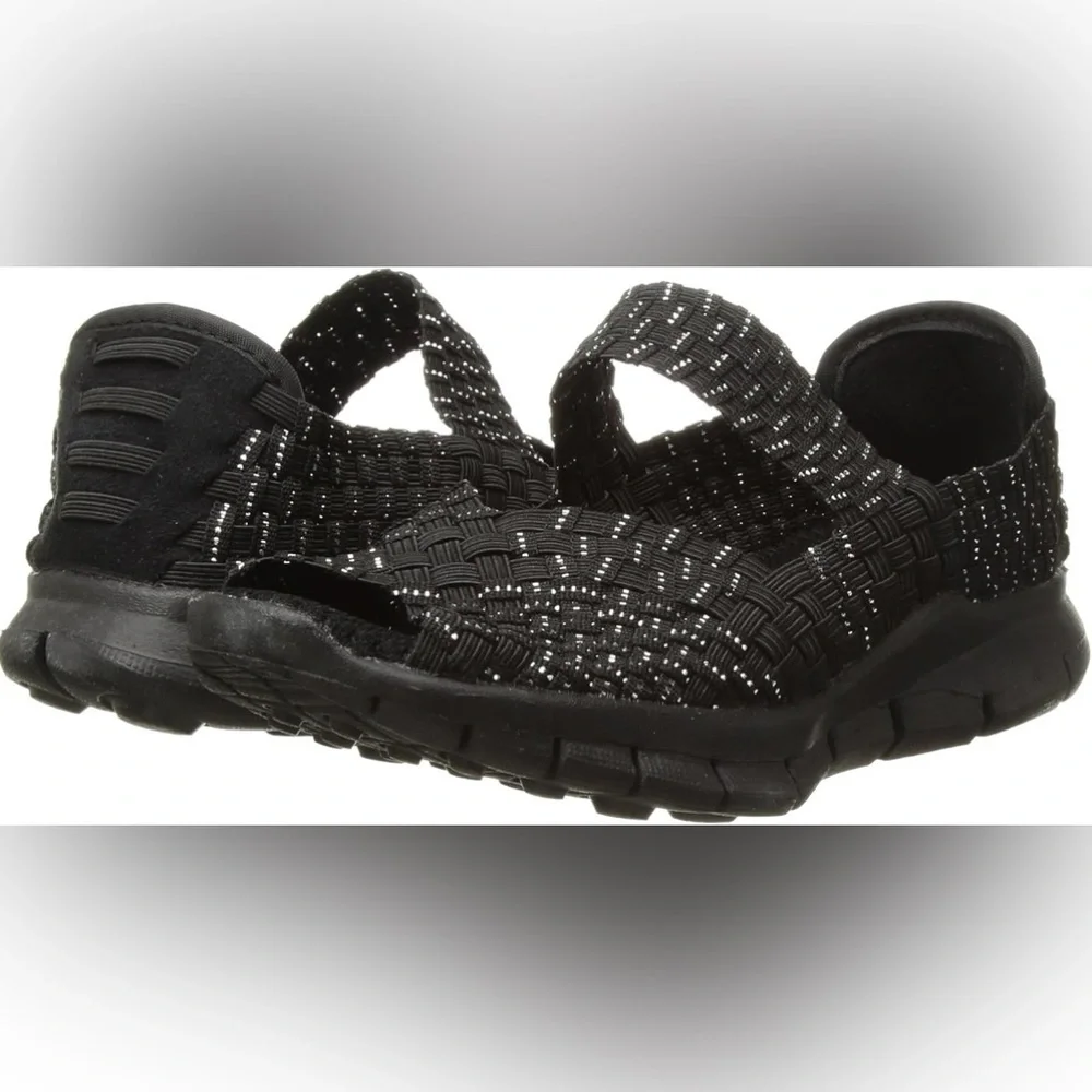 Bernie Mev Girl's Comfi K Mary Jane Flat Sandal | Black/Silver |‎ NEW!!!🖤🩶🖤